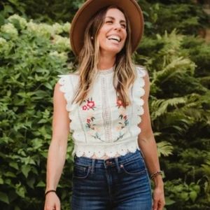 - Forever 21 Cropped Lace and Embroidery Top XS-S